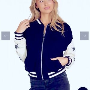 Lauren Moshi Blue and White Varsity Jacket